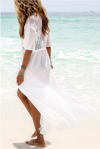 Vestido de playa blanco con abertura lateral, de Beachsissi